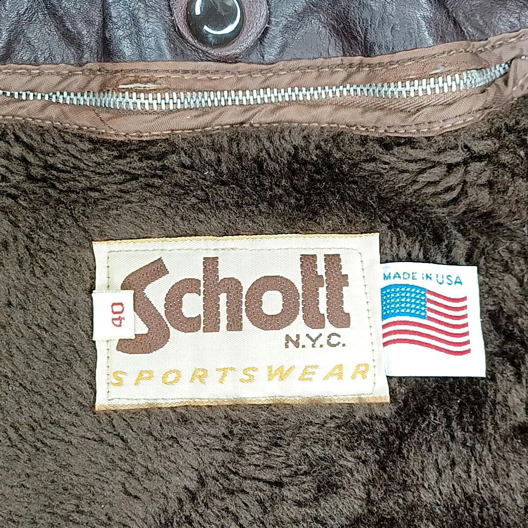 【70s80s美品】ショット　G-1　レザー フライトジャケット　ダークブラウン