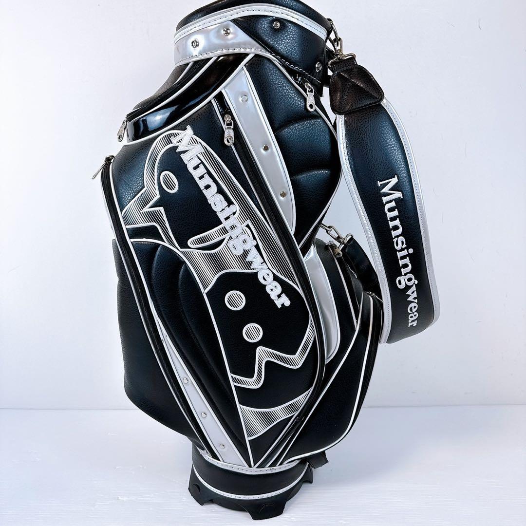 マンシングウェア　キャディバッグ　ブラック／Munsingwear　黒　合皮