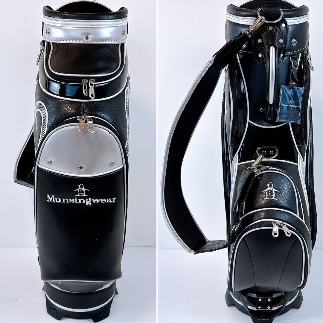 マンシングウェア　キャディバッグ　ブラック／Munsingwear　黒　合皮