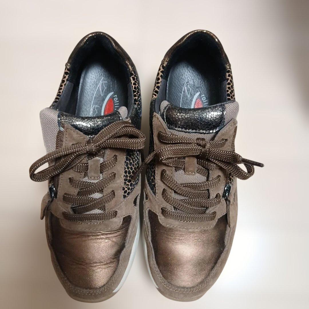 ローリングソフトガボールGaborメタリックブラウンスニーカー24.5㎝相当
