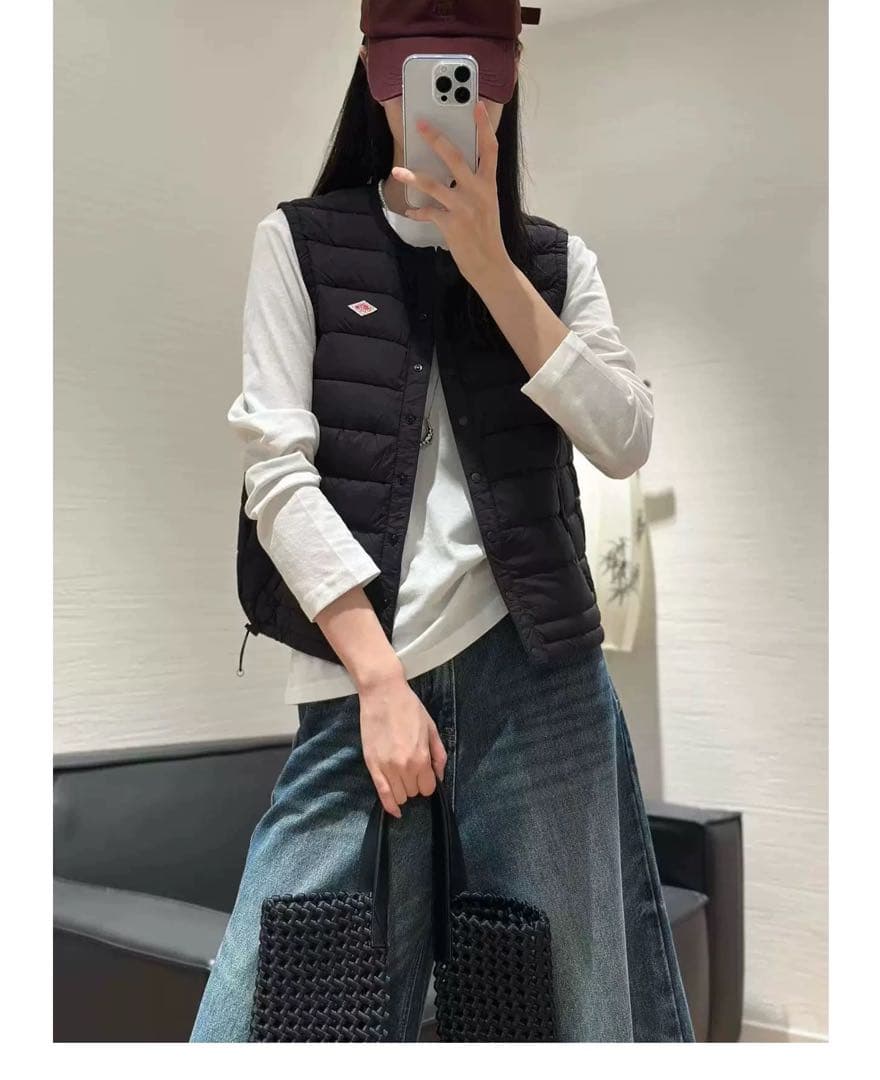 【新品】ダントン　インナーダウン　ベスト　クルーネックベスト　ブラック　S