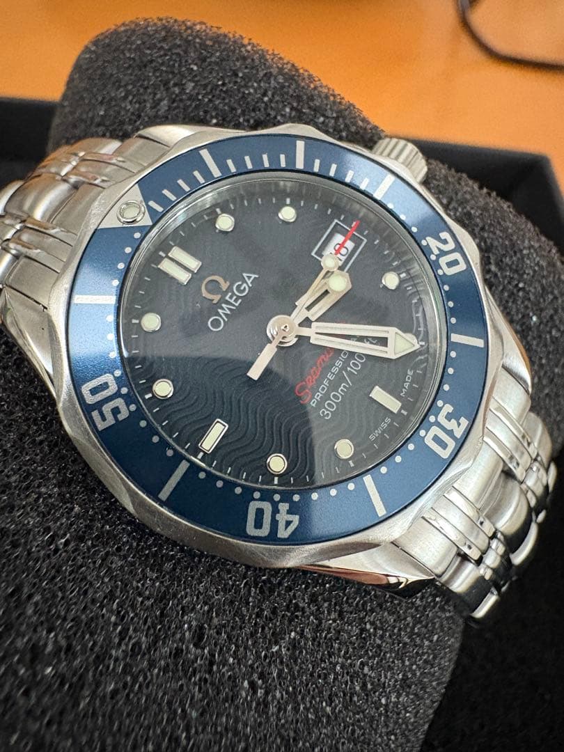 オメガ シーマスター300M 美品クォーツ28mm 2224.80 SS ブルー