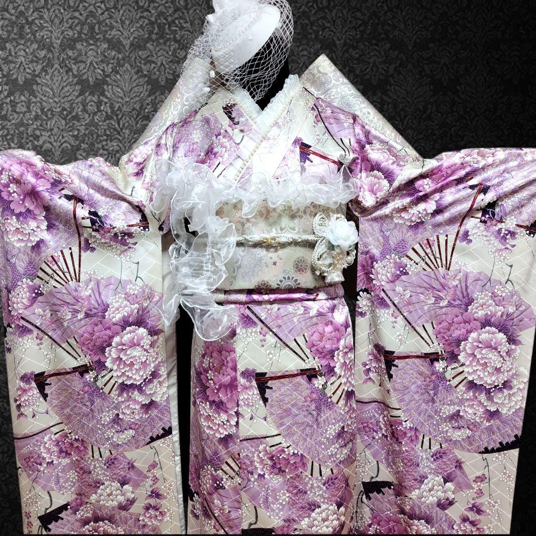 振袖フルセット(9点)・成人式・くすみ・紫・ピンク・金彩加工・胴裏正絹・逸品