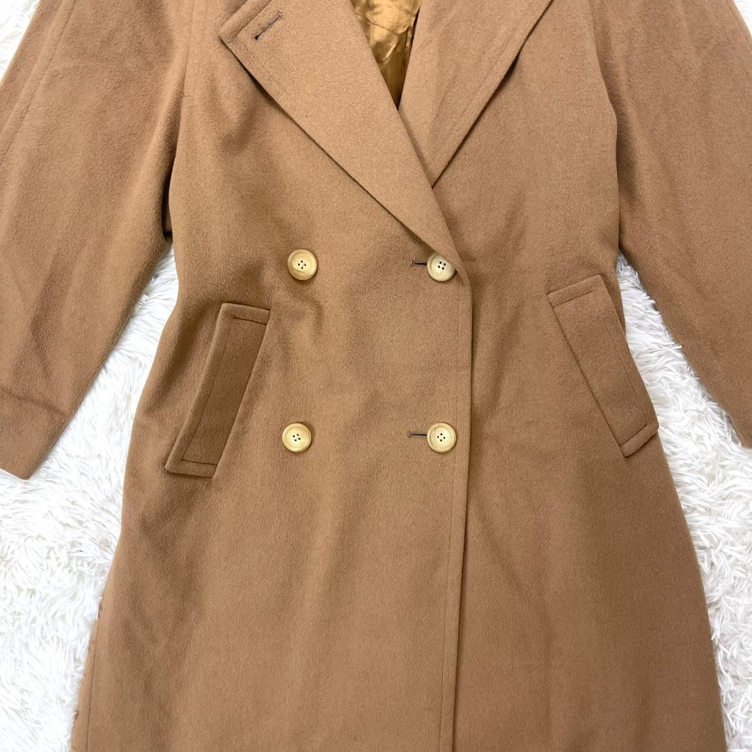 【高級】カシミヤ カシミア 100%☆ダブル ロング チェスターコート キャメル