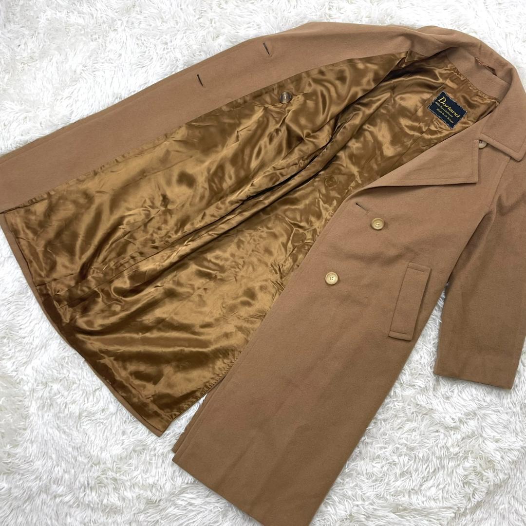 【高級】カシミヤ カシミア 100%☆ダブル ロング チェスターコート キャメル