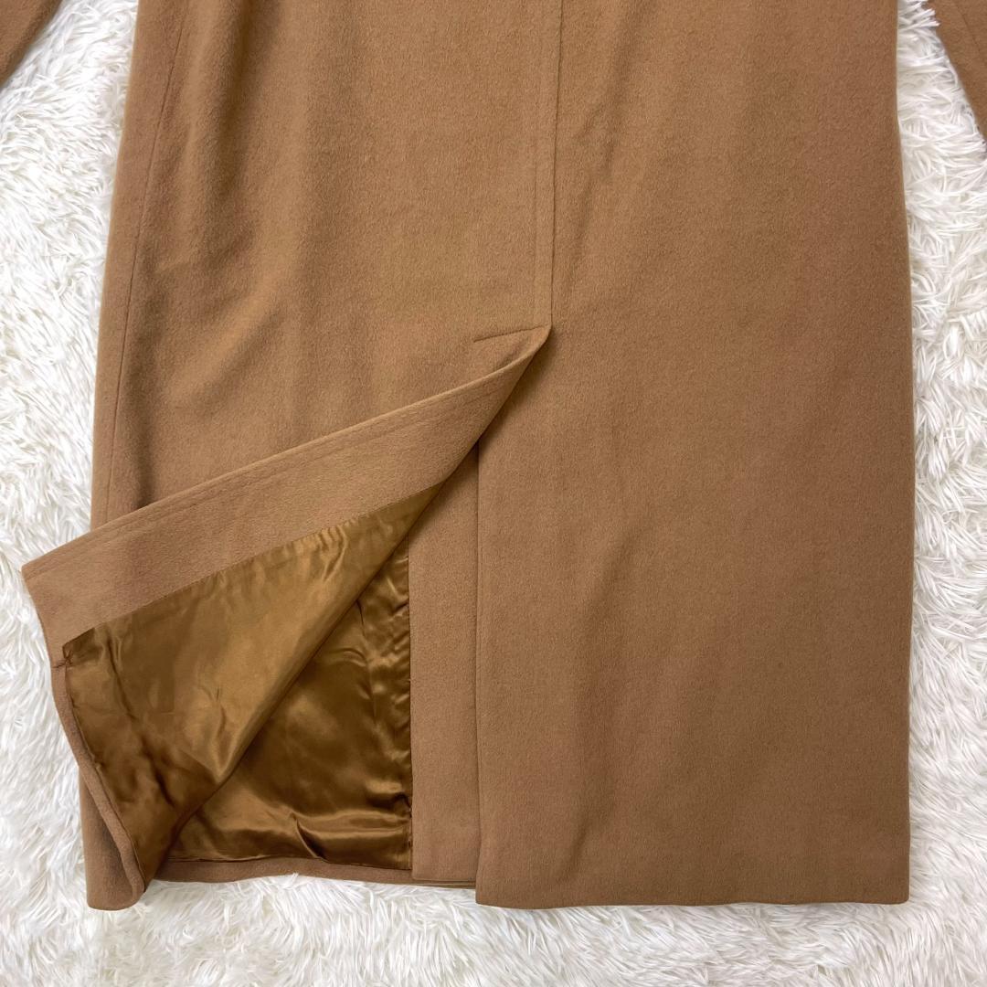 【高級】カシミヤ カシミア 100%☆ダブル ロング チェスターコート キャメル