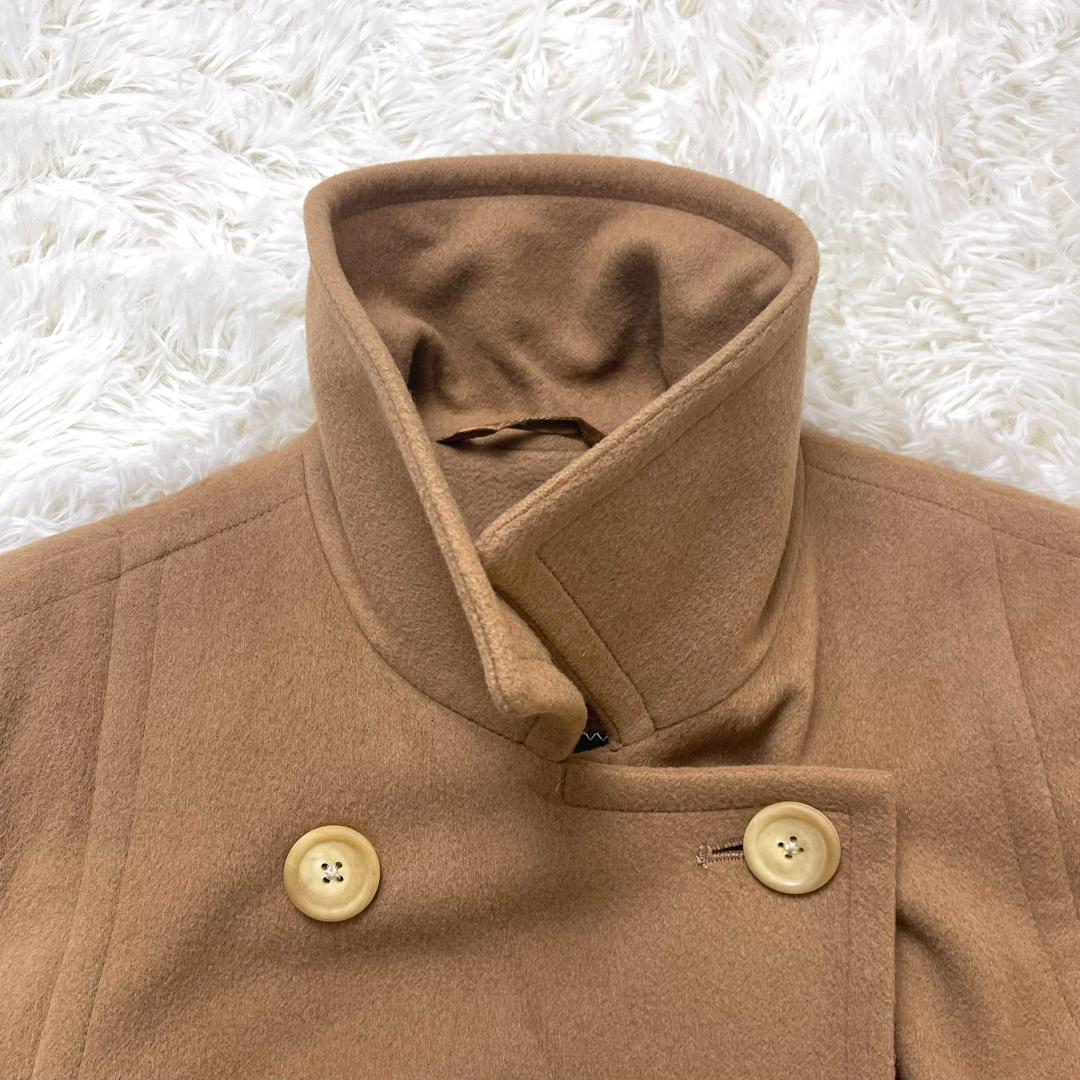 【高級】カシミヤ カシミア 100%☆ダブル ロング チェスターコート キャメル