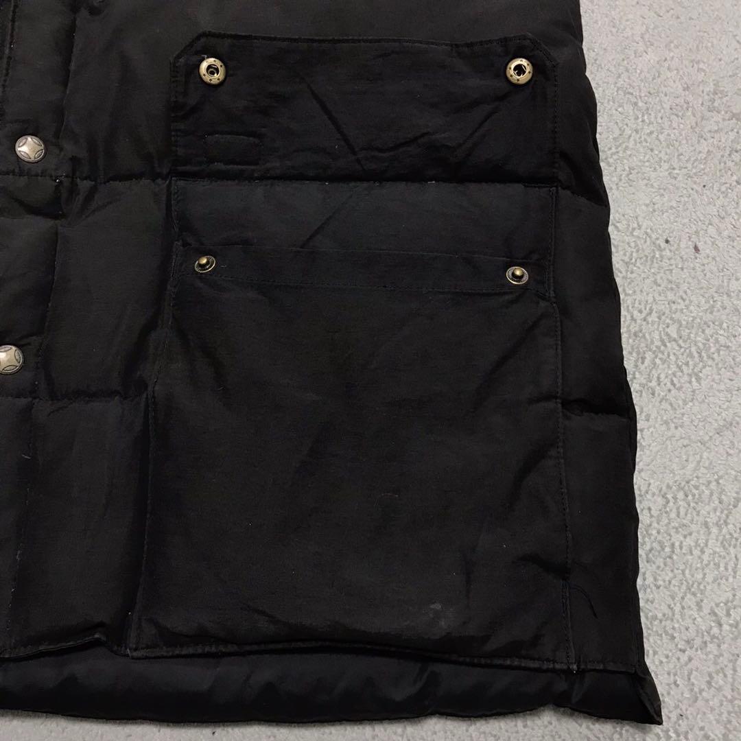 90s POLO ラルフローレン　ビンテージレザーヨークダウンベスト　ロゴ　黒色