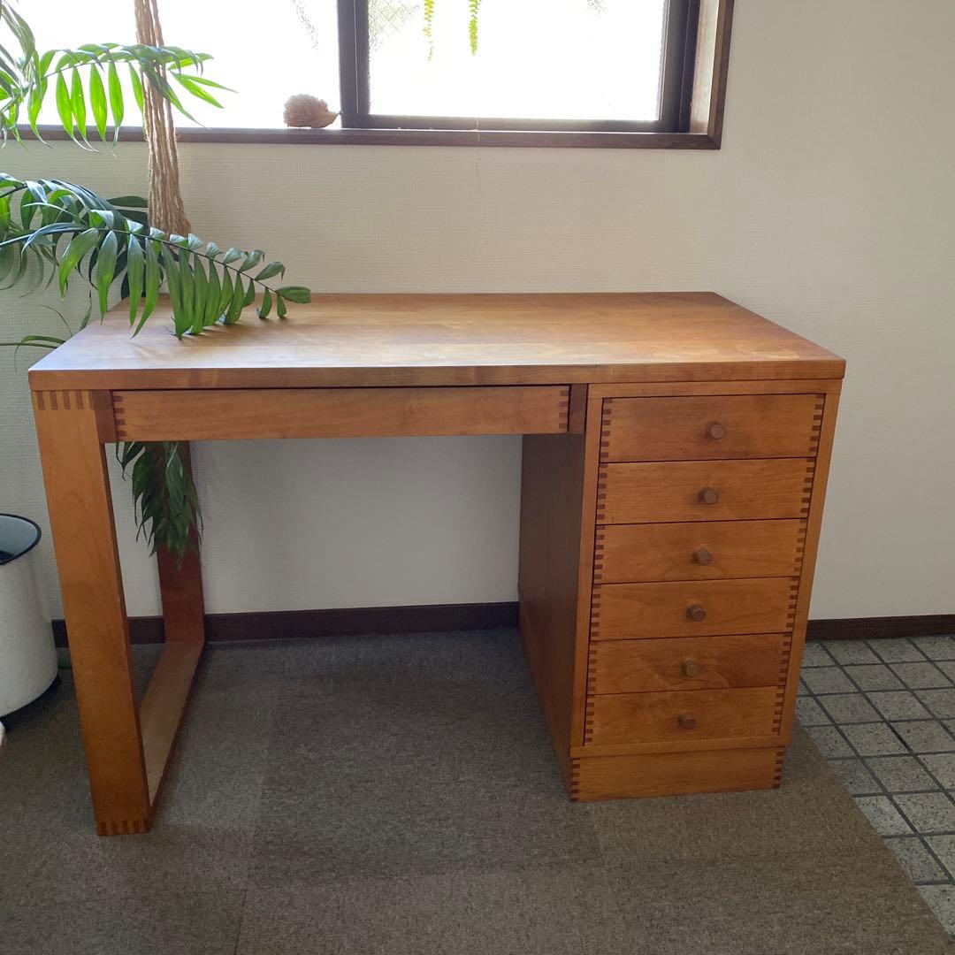 イクスス ikususu 片袖デスク アルダー材無垢 書斎デスク　机