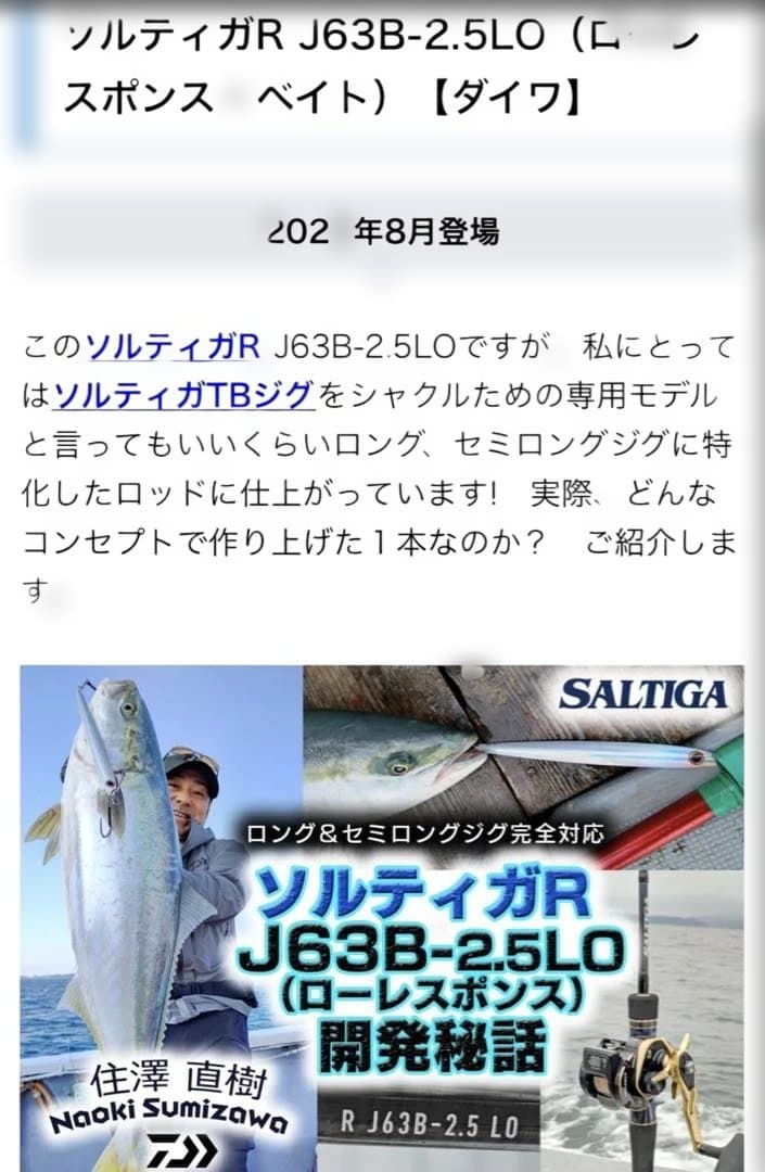 ロッド Daiwa SALTIGA J63B-2.5 LO