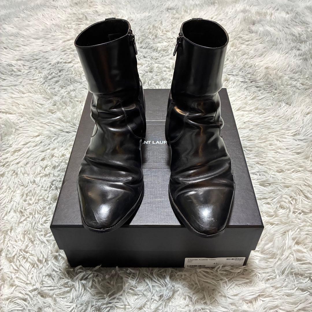 【○箱あり】SAINT LAURENT PARIS 本革 41 BLACK