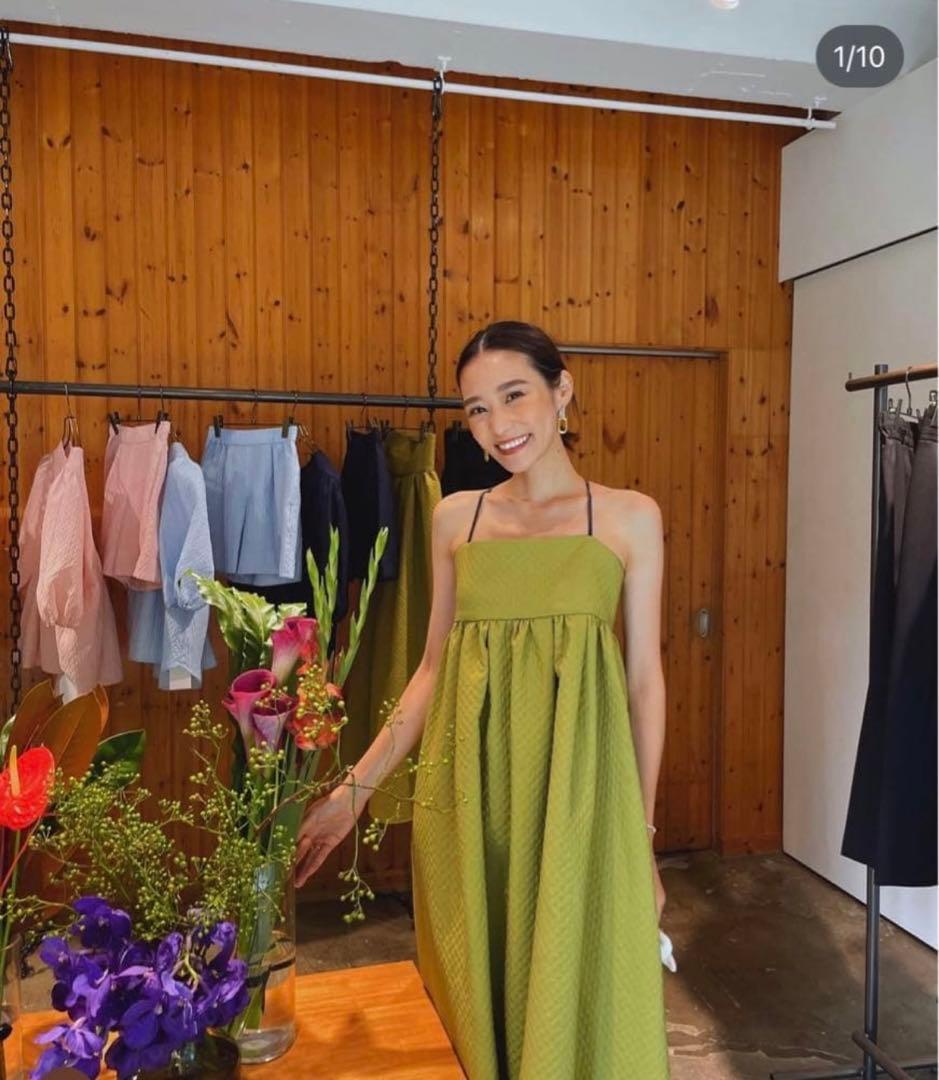 ELLIE ライムグリーン キャミワンピース、マトラッセワンピース