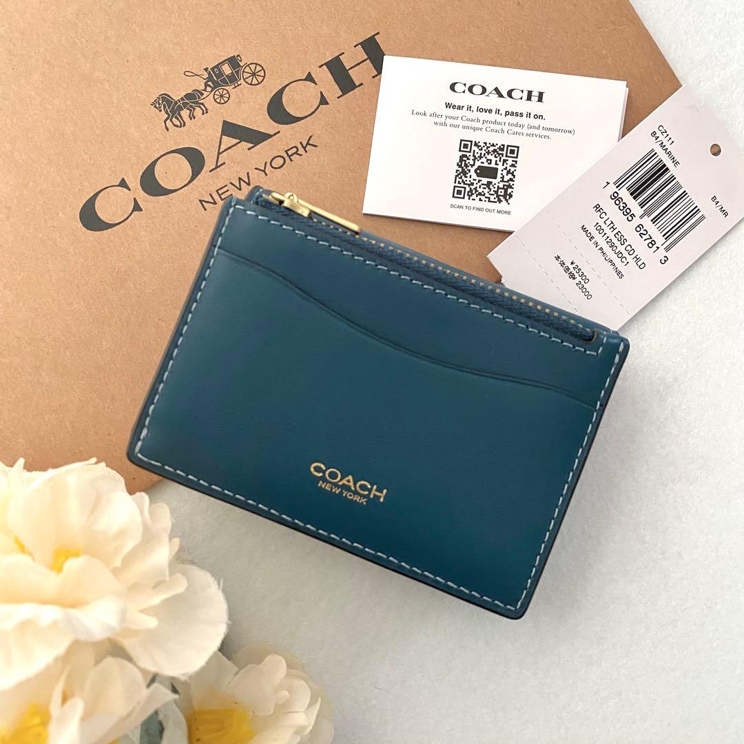 新品　正規品☆COACH コーチ　折り財布　グリーン　三つ折り財布