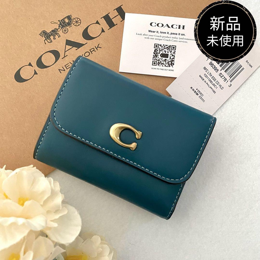 新品　正規品☆COACH コーチ　折り財布　グリーン　三つ折り財布