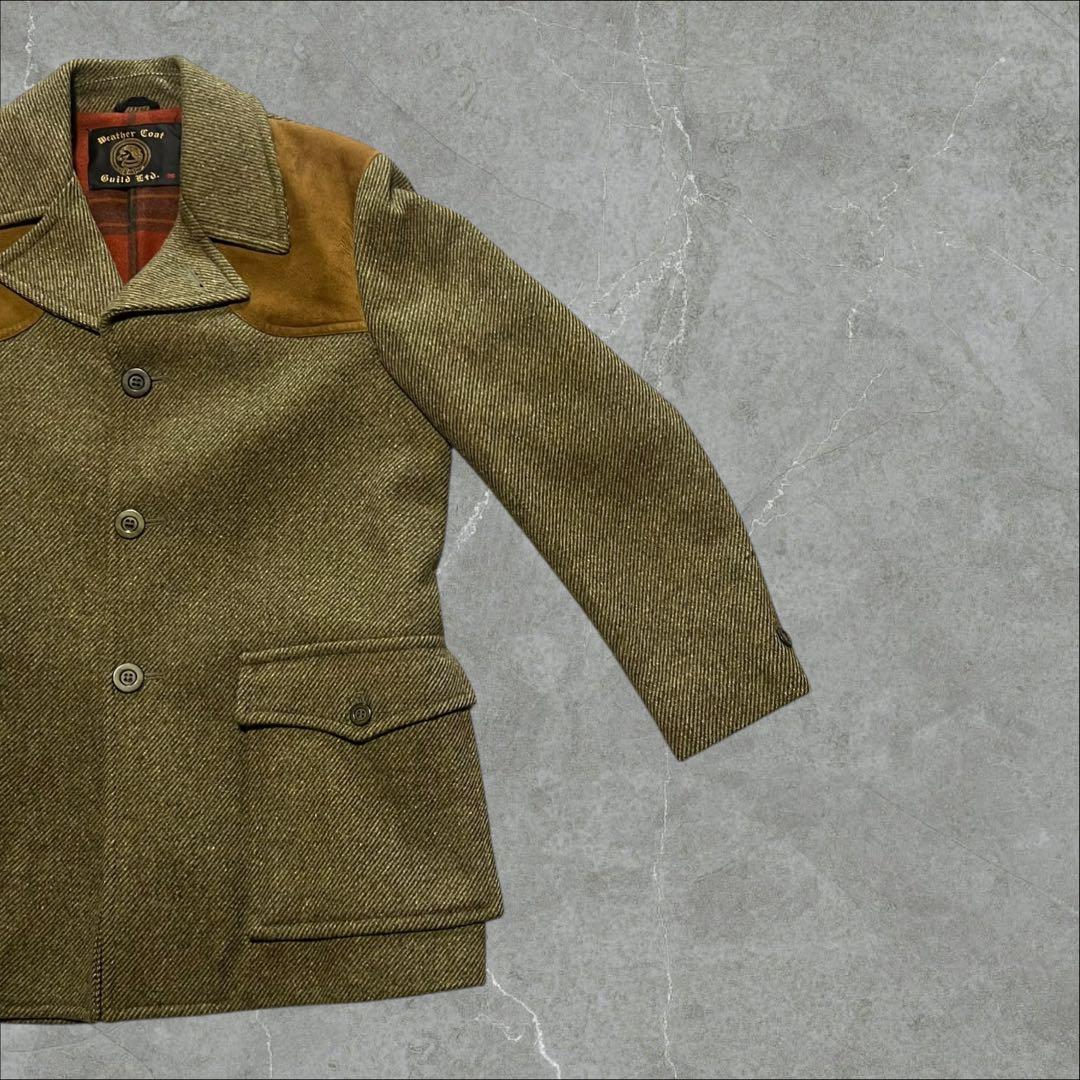 70s80sWeatherCoatウールツイードハンティングジャケットUSA生地