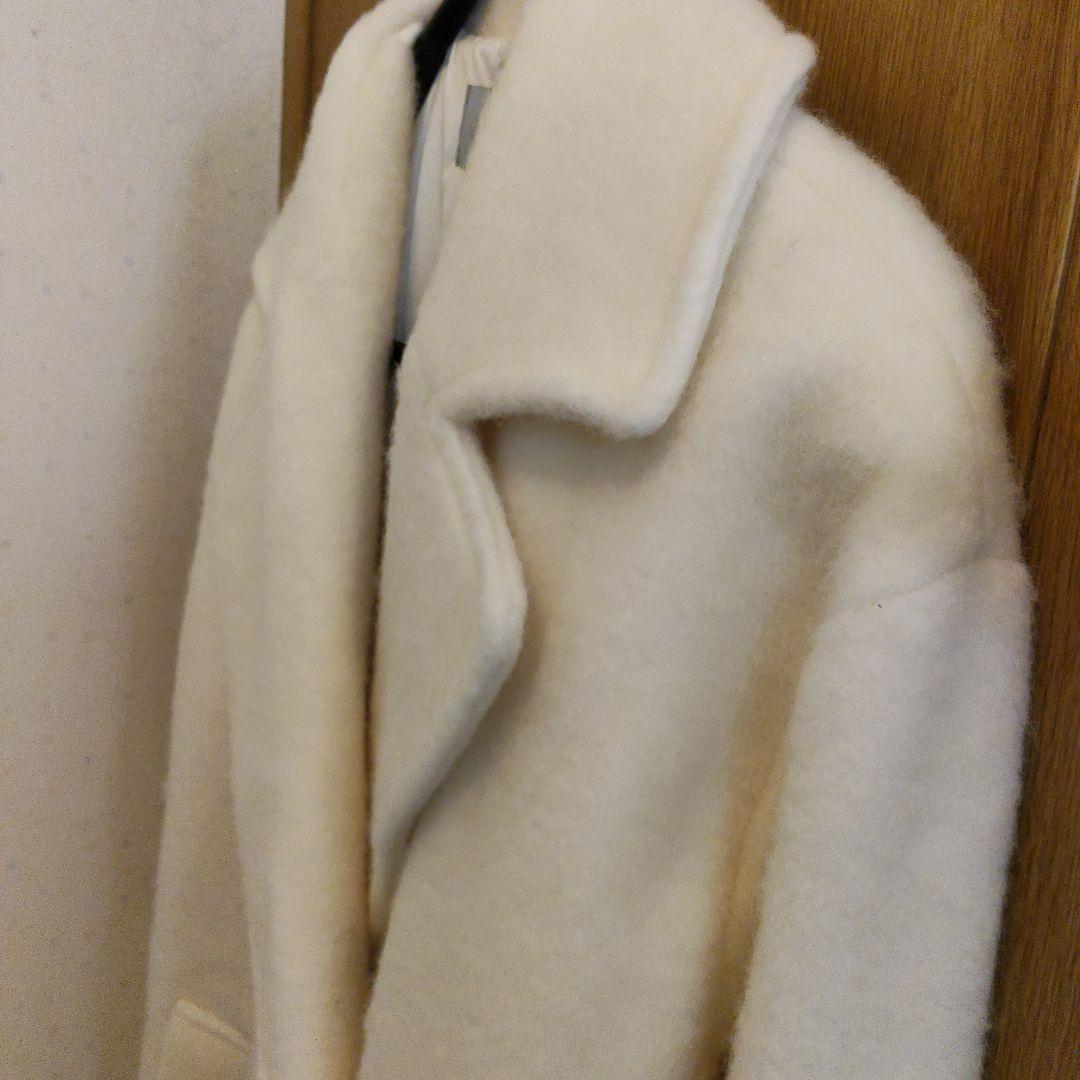 Jill stuart シャギー・ツイード素材バリエーションミドル丈コート　白