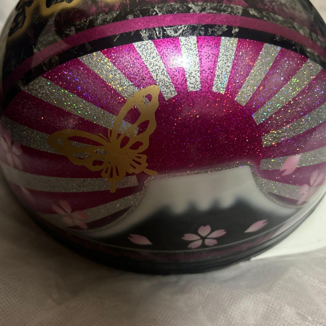 カスタムコルク半　Candyピンク　七色ラメ　蝶塗装