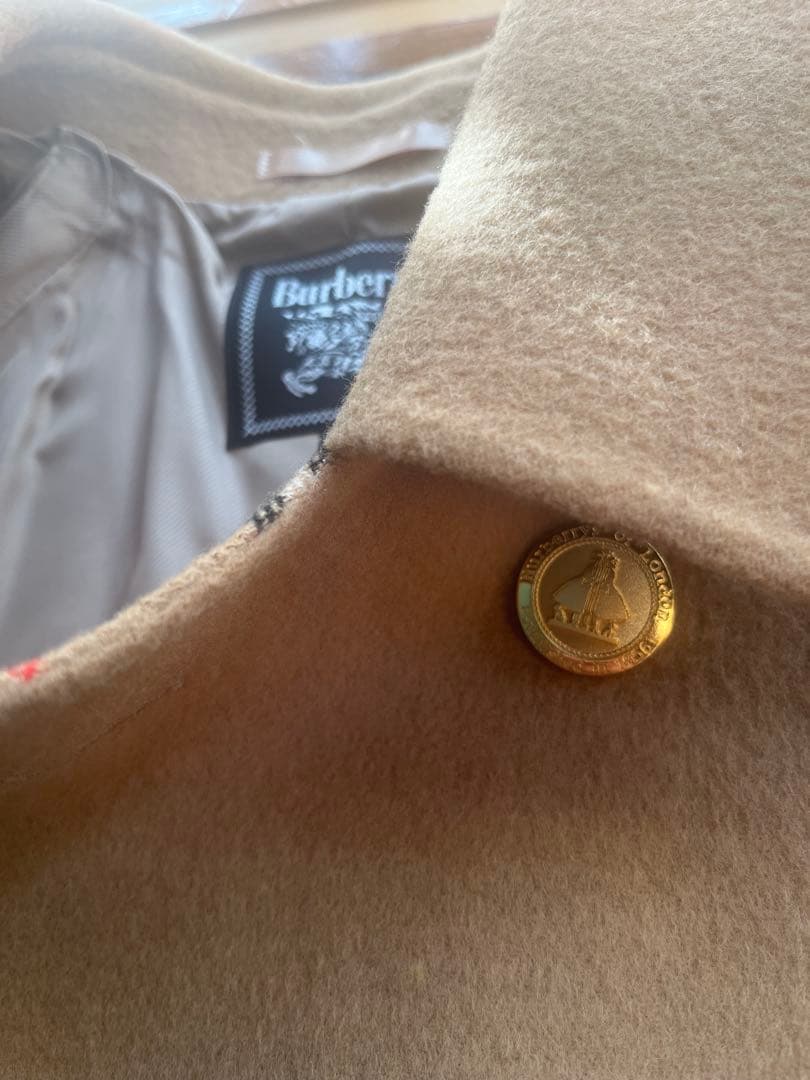裕*様 超美品バーバリー カシミヤ混　金ボタン ノバチェック リバーコート15号