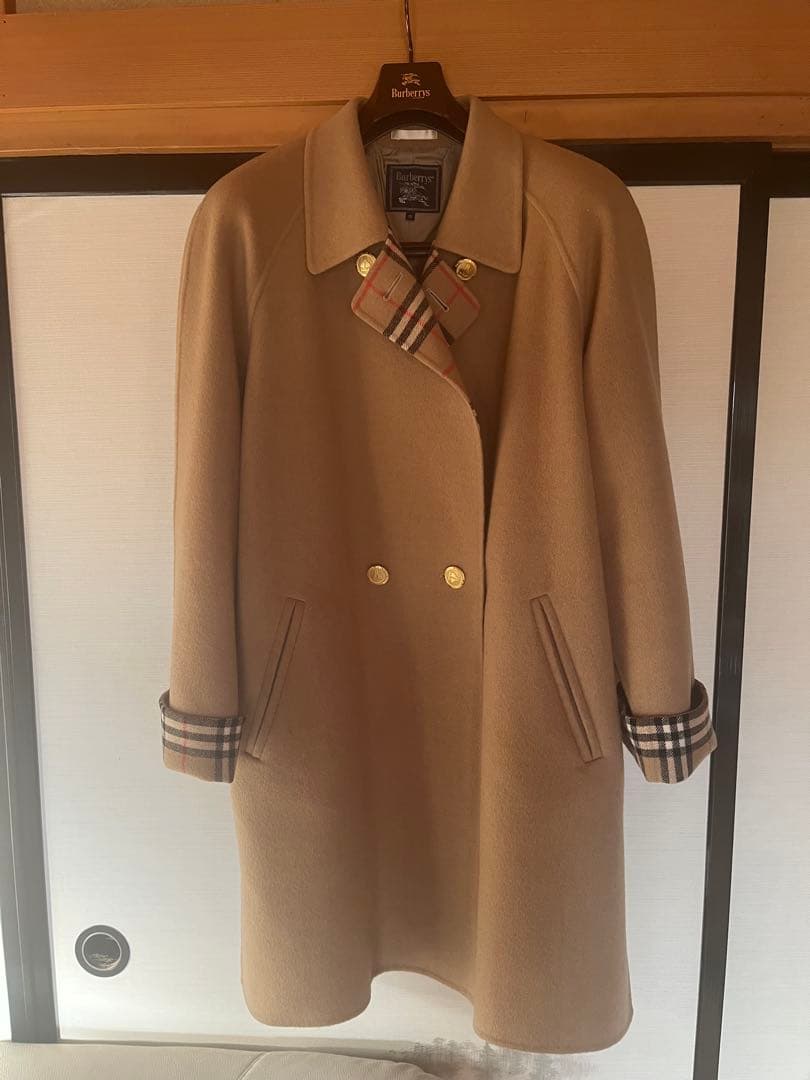 裕*様 超美品バーバリー カシミヤ混　金ボタン ノバチェック リバーコート15号