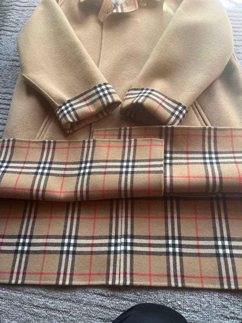 裕*様 超美品バーバリー カシミヤ混　金ボタン ノバチェック リバーコート15号