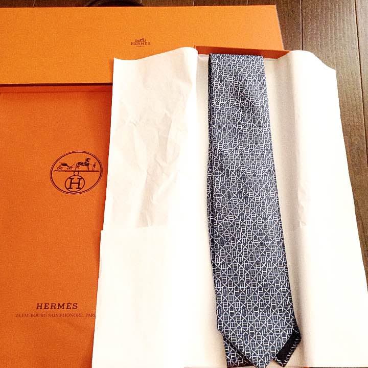 エルメス ブルー系ネクタイ 専用箱&袋付き