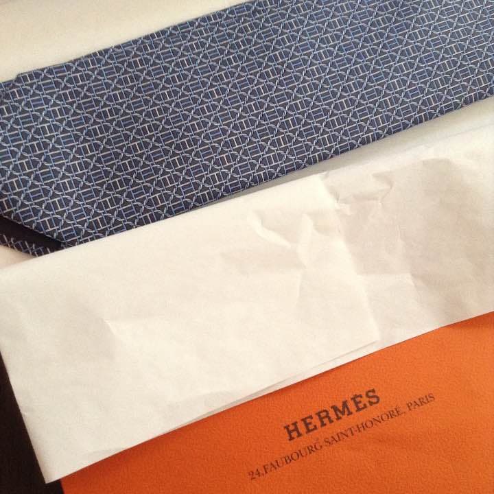 エルメス ブルー系ネクタイ 専用箱&袋付き