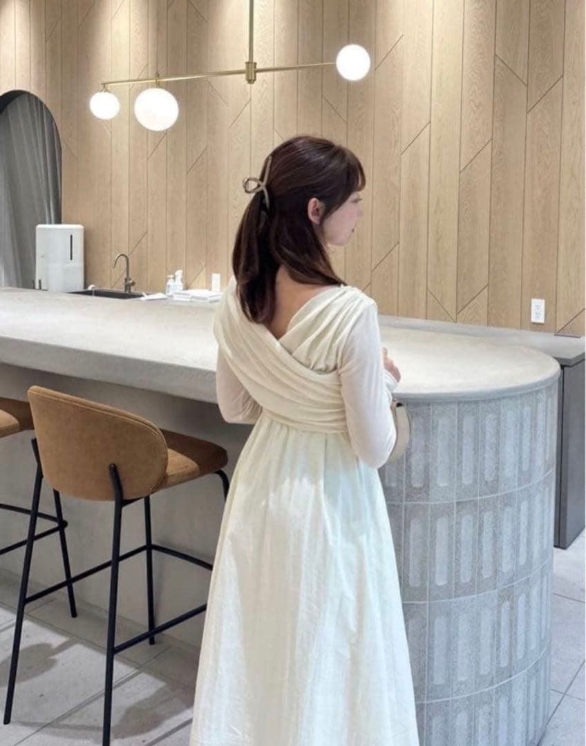 美品　ココディール ベロアドッキングワンピース アイボリー　S