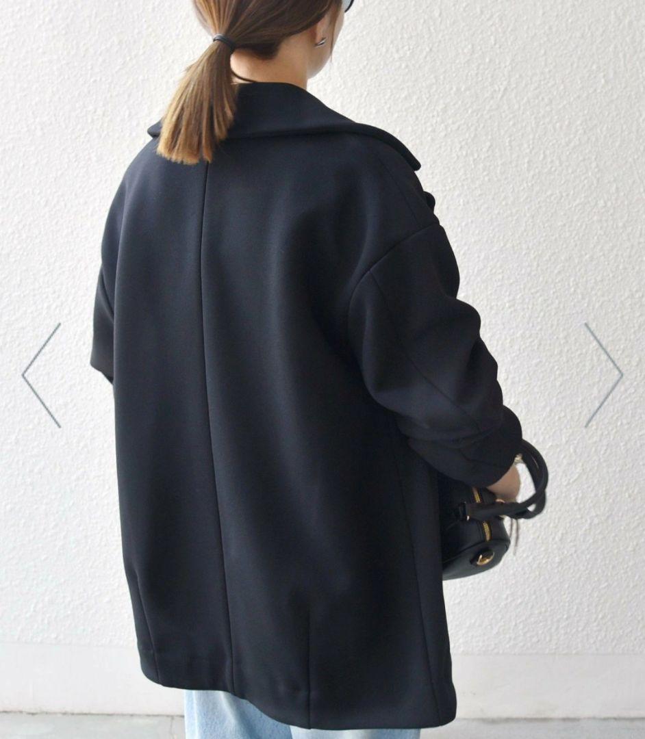 SHIPS any ダンボールコクーンテーラードミディコート 黒 新品 タグつき