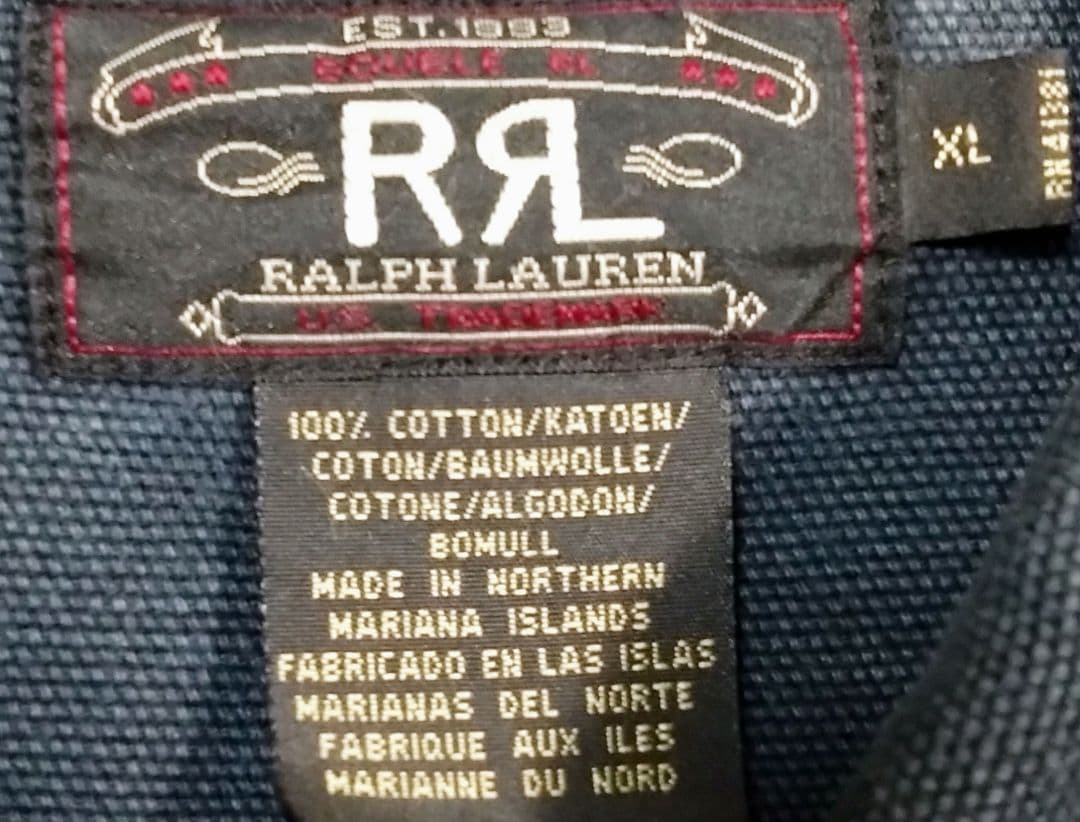 RRL ダブルアールエル ダック地 カバーオールジャケット 三つ星 90's
