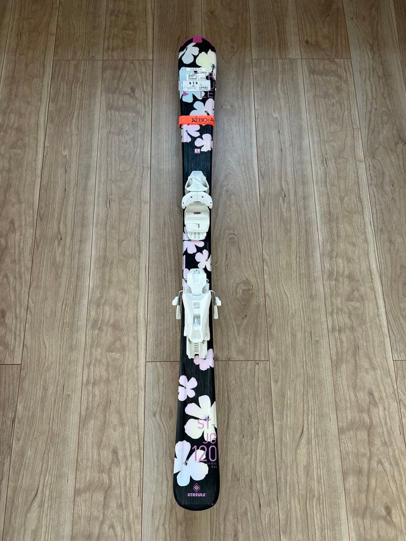 ハイビスカス柄 子供用スキー板&ビンディング　120cm