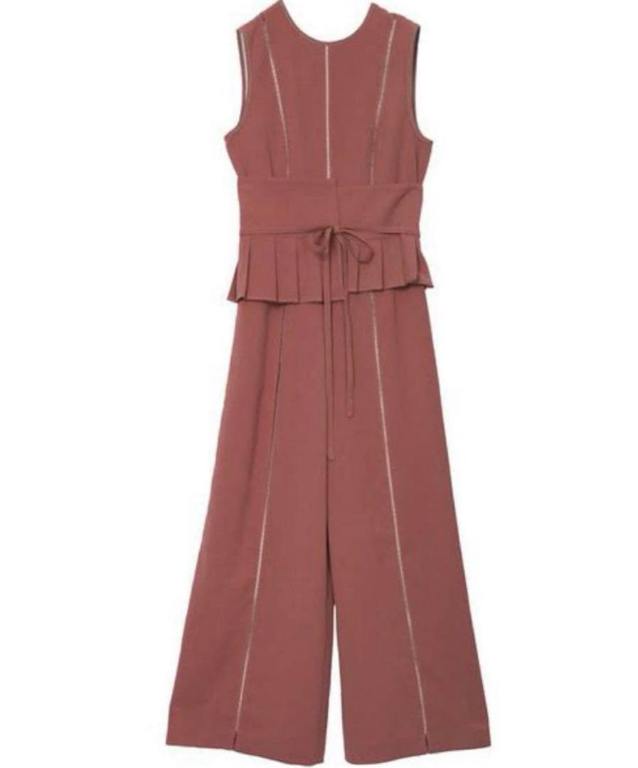 【新品タグ付き】 Ameri vintage プリーツワイドベルトロンパース