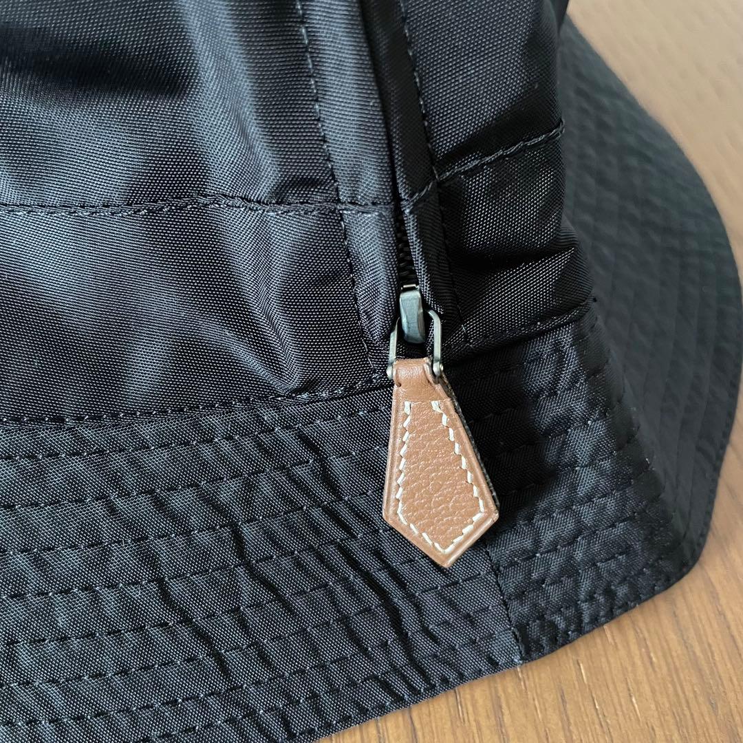 【新品未使用】HERME エルメス ポリナイロン バケットハット レザージップ