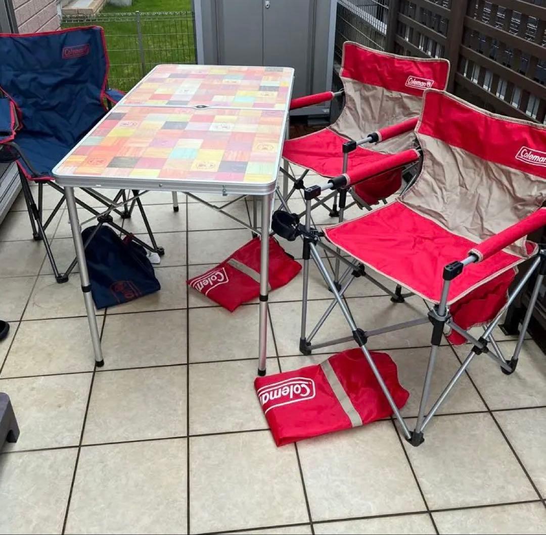 H-R-NColeman アウトドアチェア2脚とテーブルセット&ワゴン