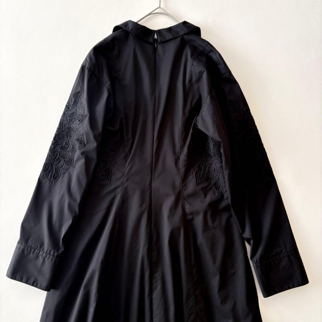 ■美品近年CLANE【定価3万】エンブロイダリーシャツワンピース刺繍マキシ丈黒