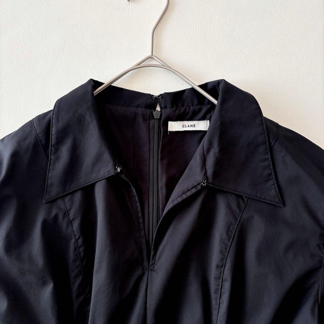 ■美品近年CLANE【定価3万】エンブロイダリーシャツワンピース刺繍マキシ丈黒