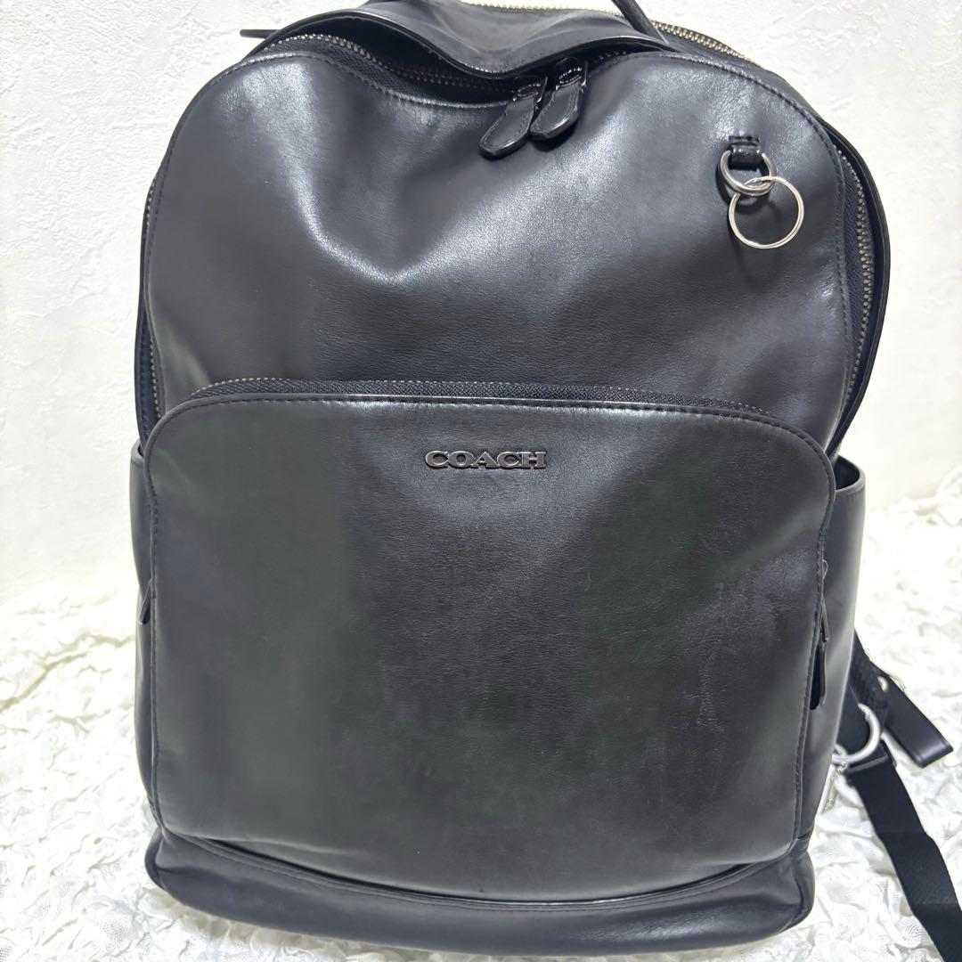 ✨希少✨コーチ　リュック　スムースレザー　黒　グラハム　A4　PC　C2934