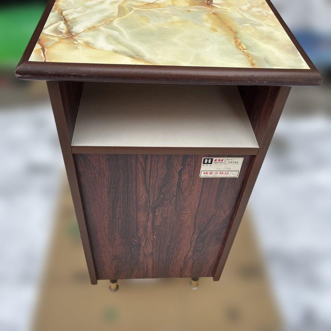 【レトロ】ヒカリ工芸 電話台 テレフォンスタンド 大理石調天板 ヴィンテージ