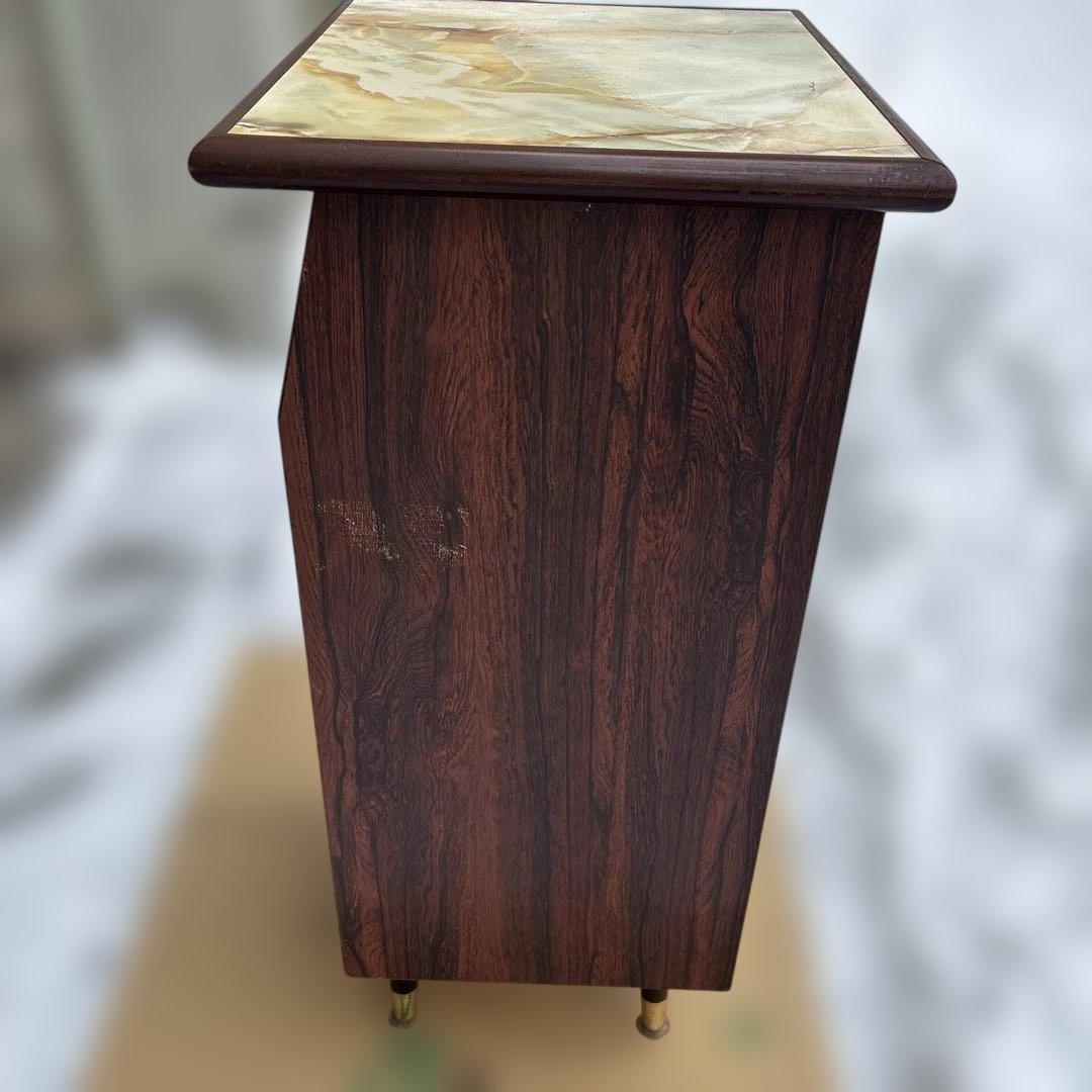 【レトロ】ヒカリ工芸 電話台 テレフォンスタンド 大理石調天板 ヴィンテージ