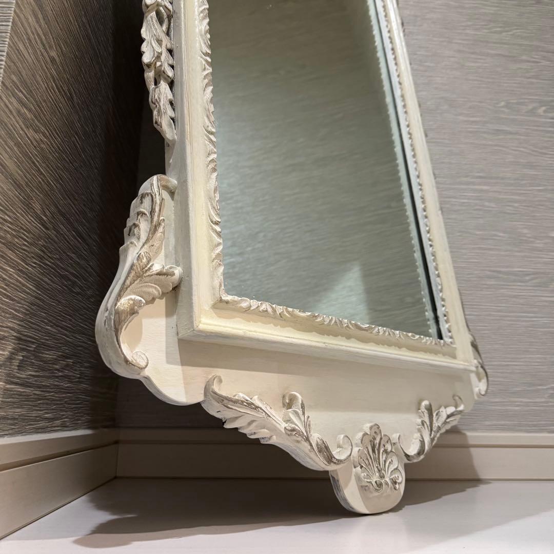 フランスアンティーク　大型　コンソール ミラー ヨーロピアン 木製 シャビー