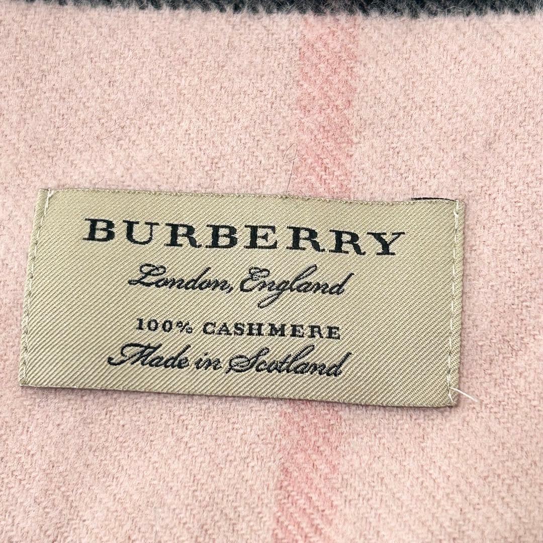 【カシミヤ100%】Burberry ハート柄チェックマフラー ノバチェック