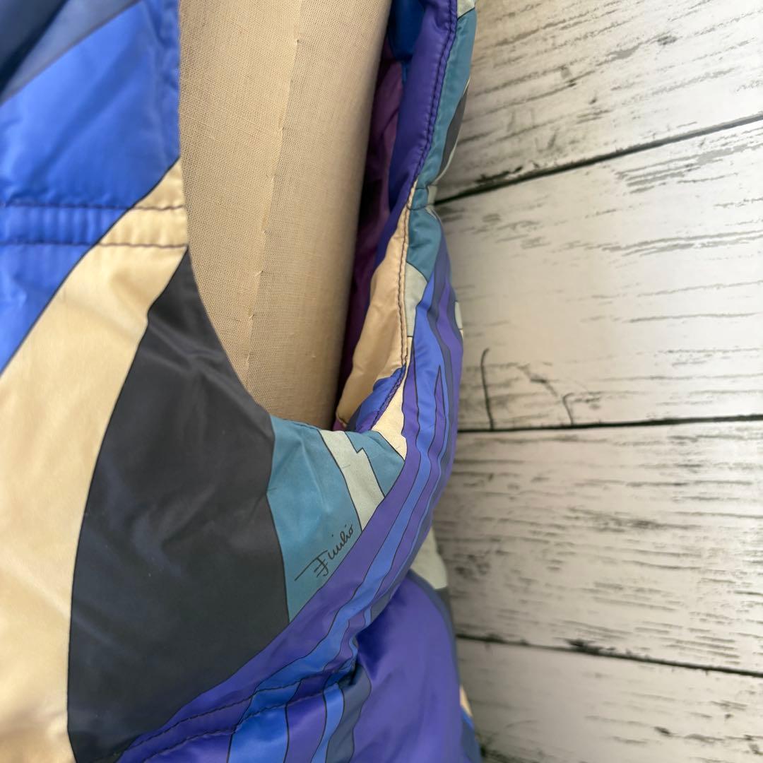 エミリオプッチ　ダウンベスト　ブルー　ハイネック　総柄　IT44 ナイロン