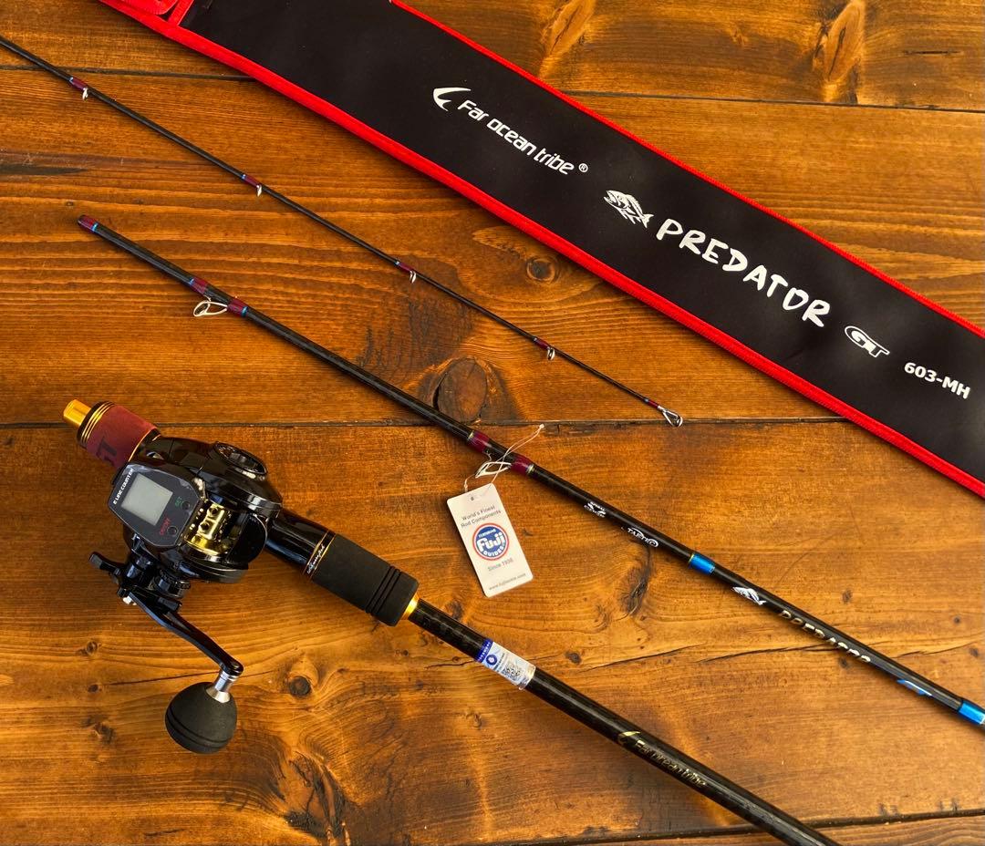 ジギングセット　レフトハンドル　3ピースパックロッド　Fujiガイド タイラバ