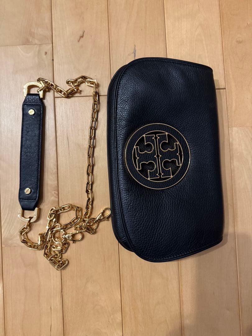 Tory Burch ブラックレザーショルダーバッグ