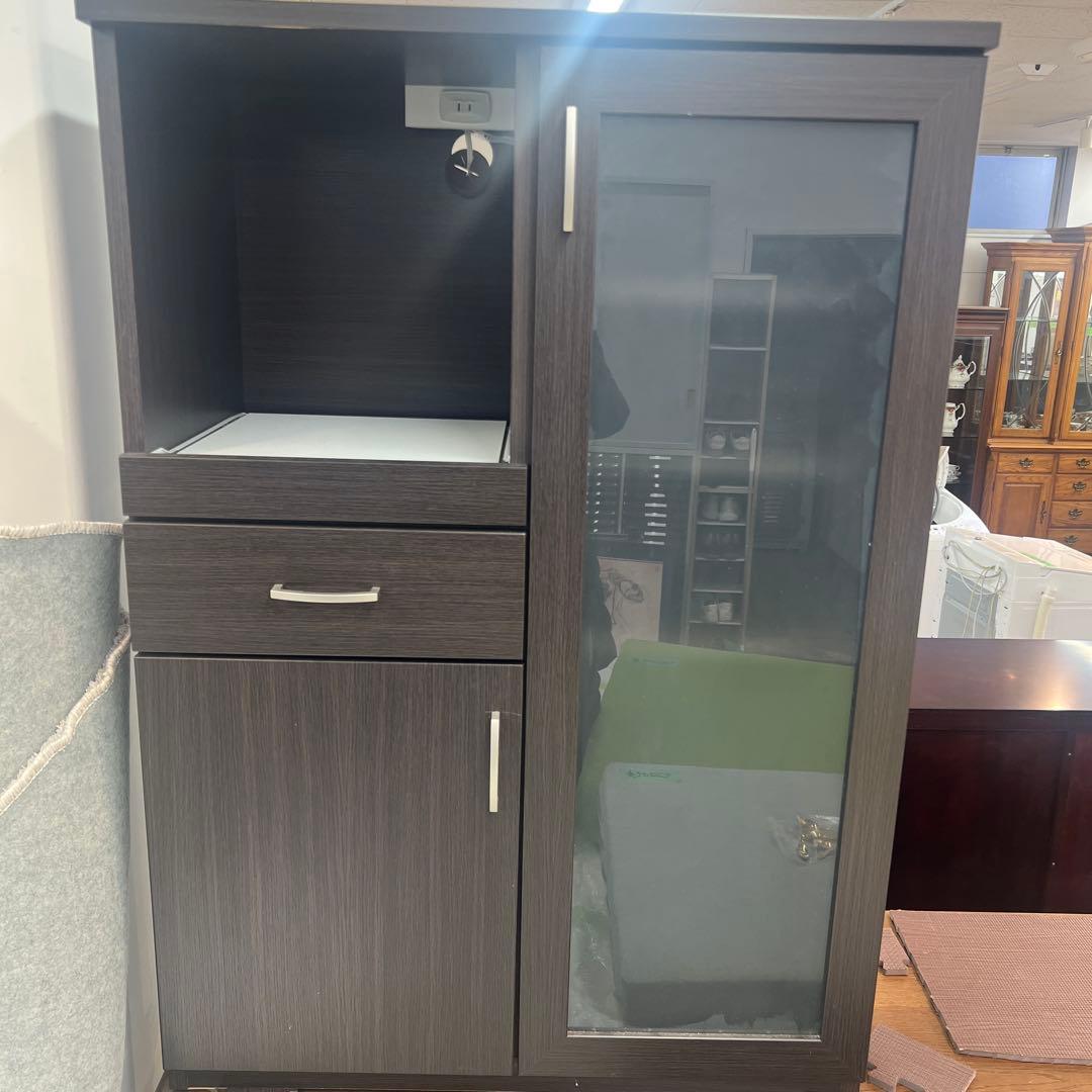 80cm ニトリ　食器棚　キッチンボード　レンジボード　ライトブラウン