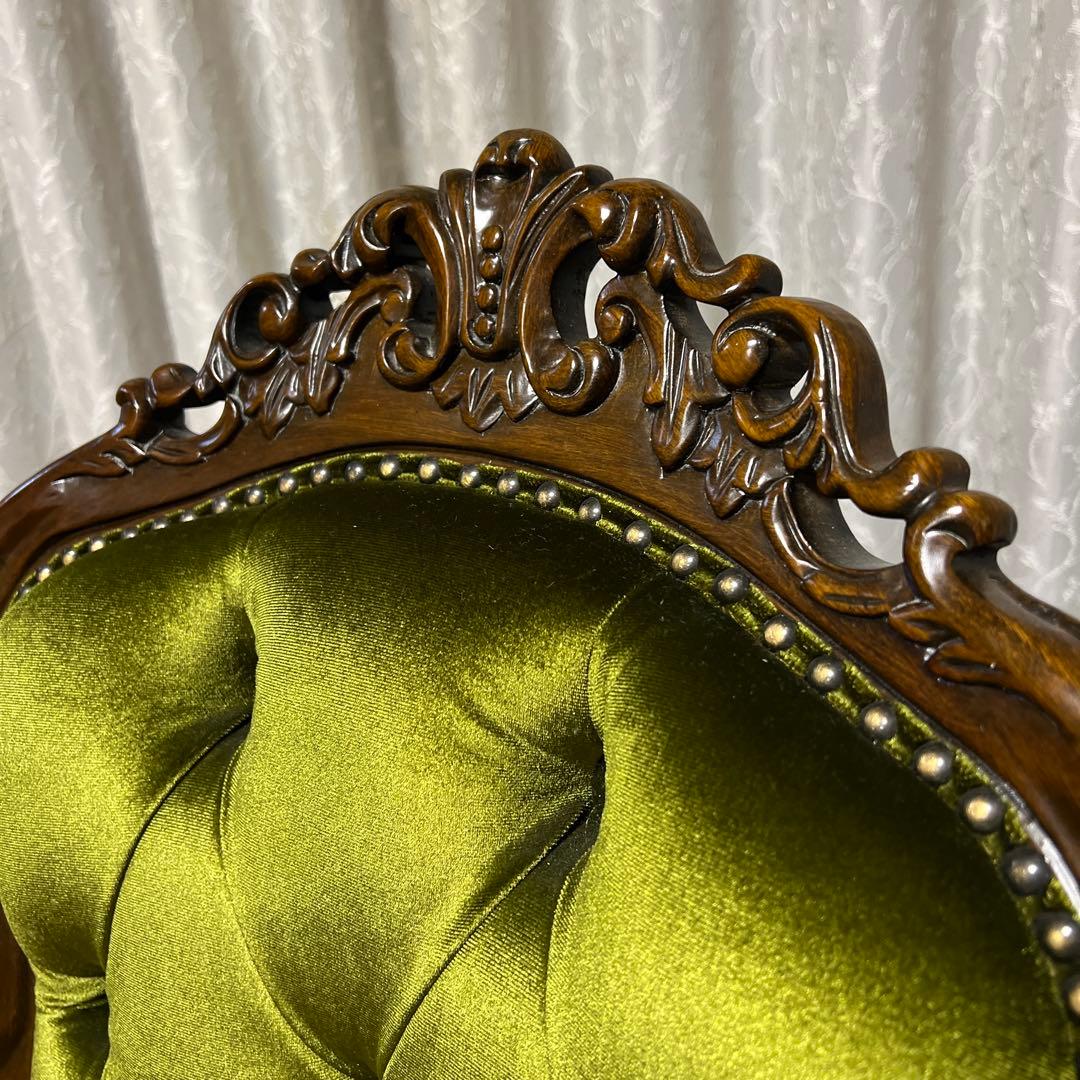 グリーンベルベットダイニングチェア③