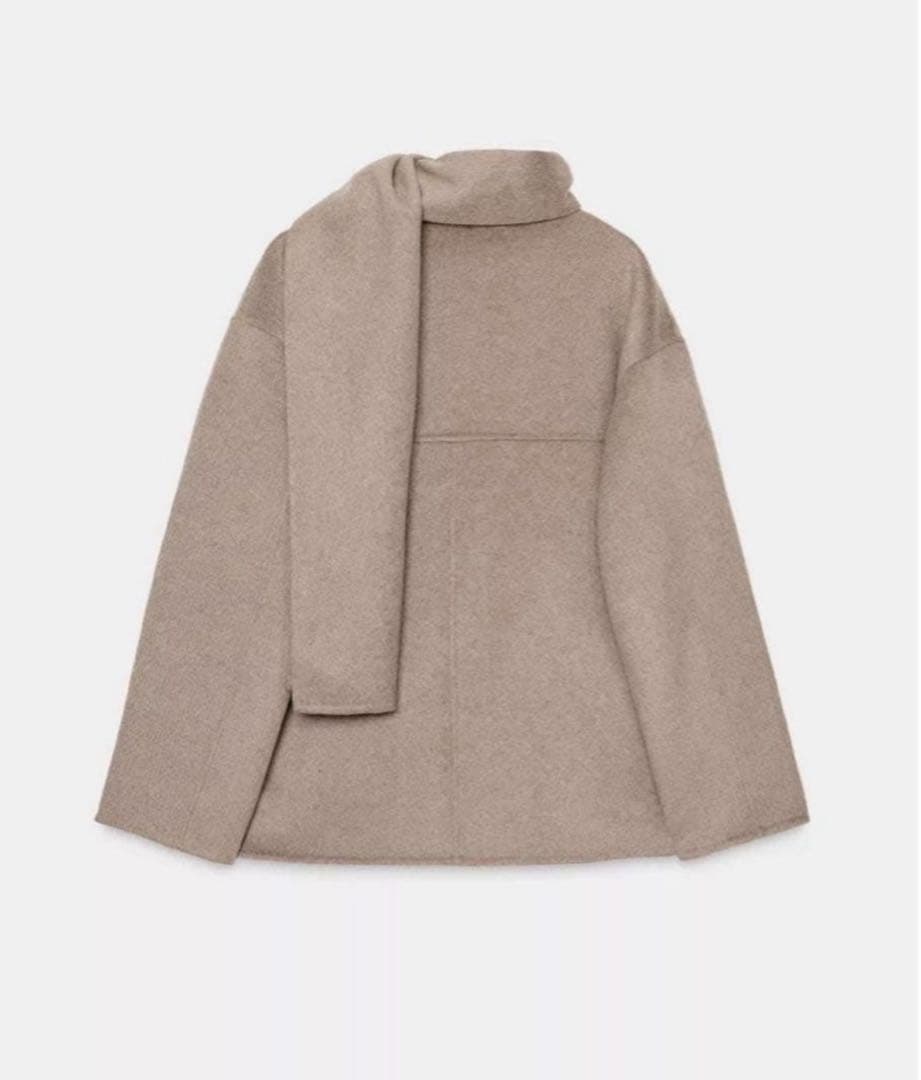 【完売品】ZARA ウールショートスカーフコート XSサイズ 新品タグつき