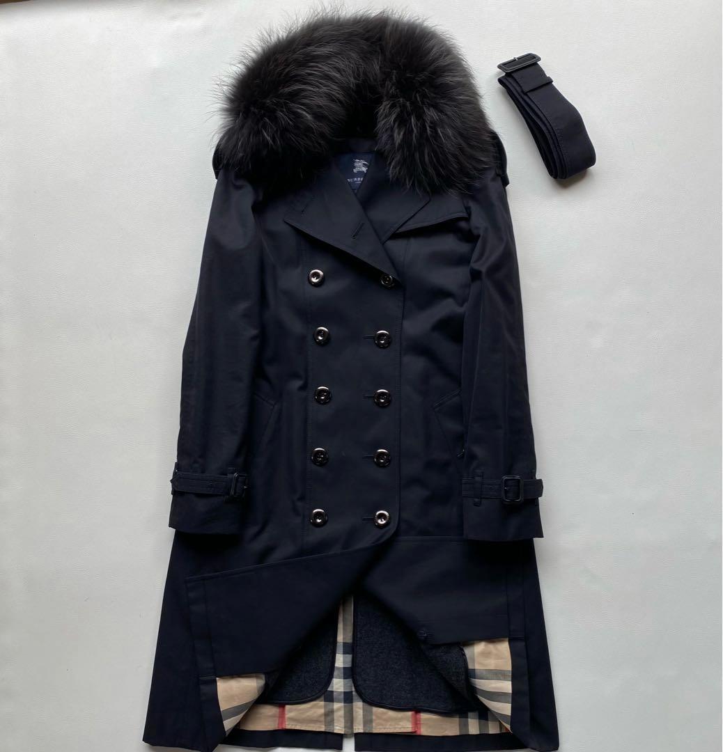 綺麗です】バーバリーロンドン トレンチ 38 メガチェック ファー　ライナー付
