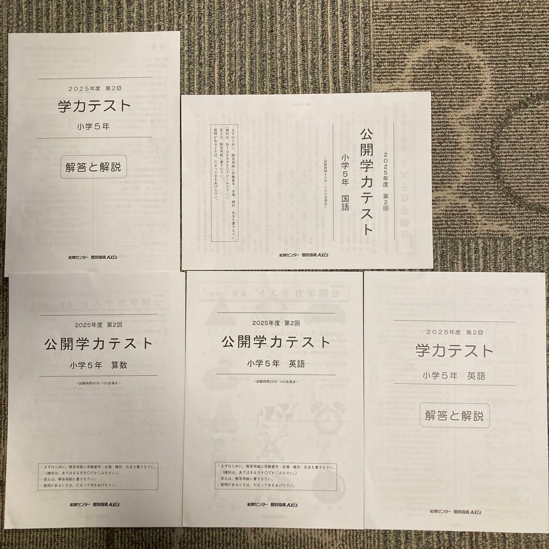 能開センター 5年生　実力判定模試 到達度判定テスト 2025年　おまけ付き
