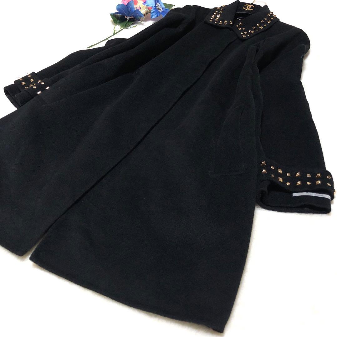 極美品　マレーラ　チェスターコート　スタッズ　クチートアマーノ　黒　38