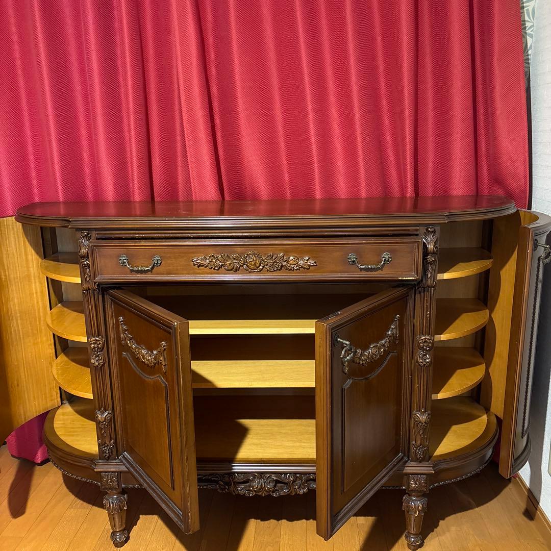 木製サイドボード ブラウン 装飾かざり